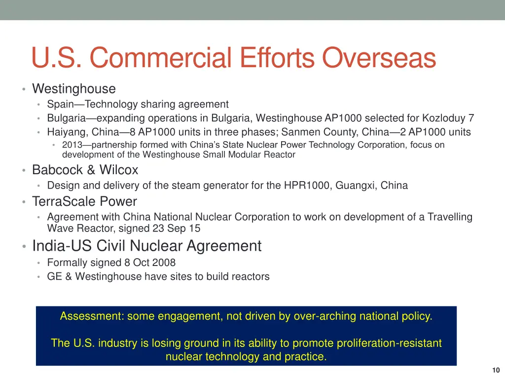 u s commercial efforts overseas