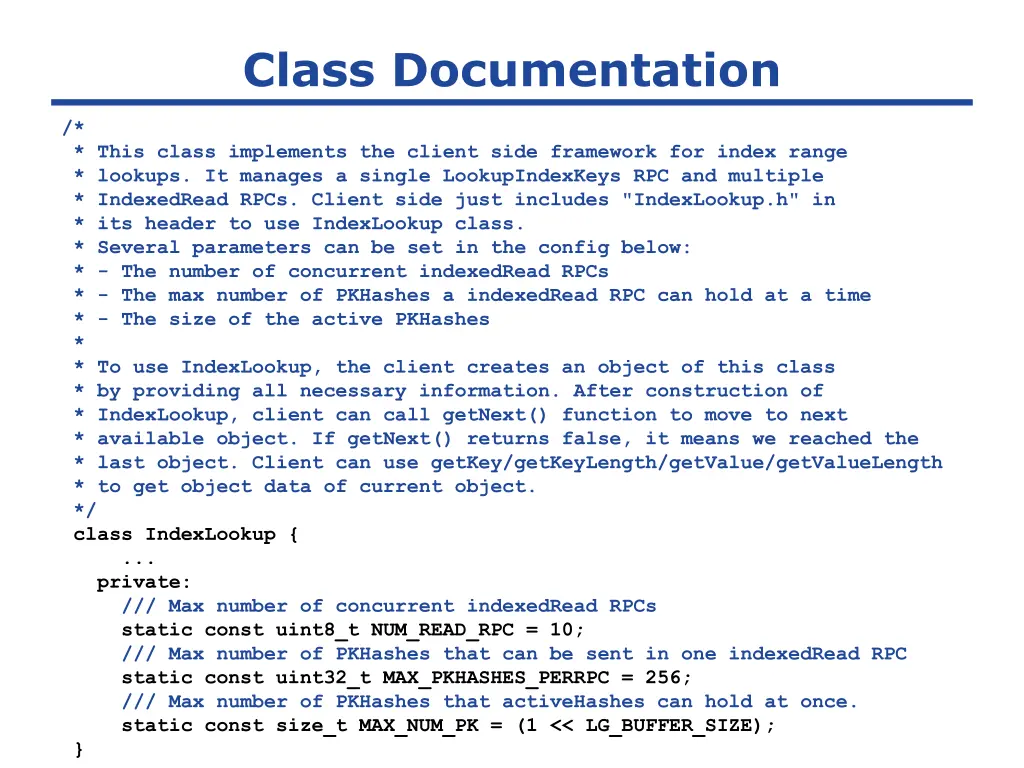 class documentation