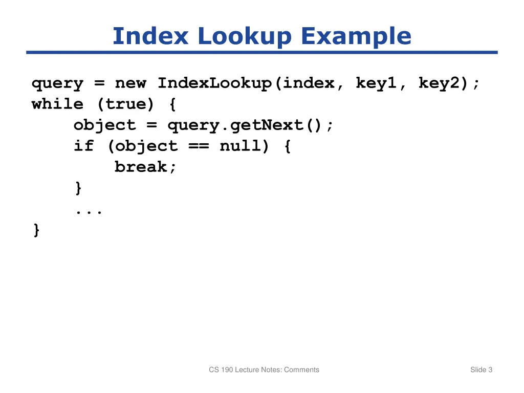 index lookup example