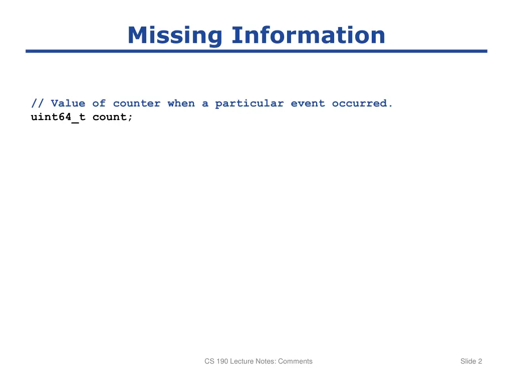 missing information