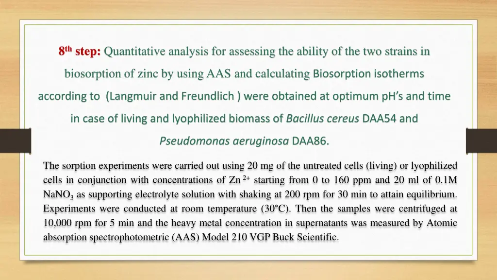 8 th step quantitative analysis for assessing