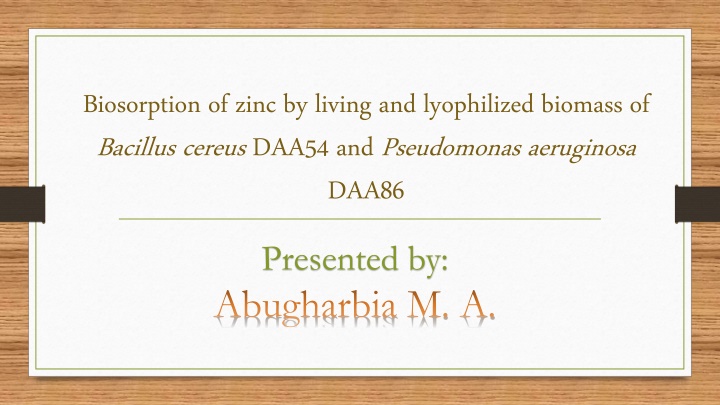 biosorptionof zinc by living and lyophilized