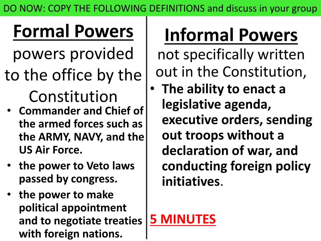 do now copy the following definitions and discuss