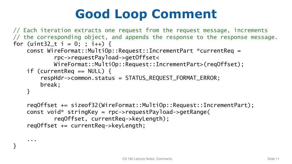 good loop comment