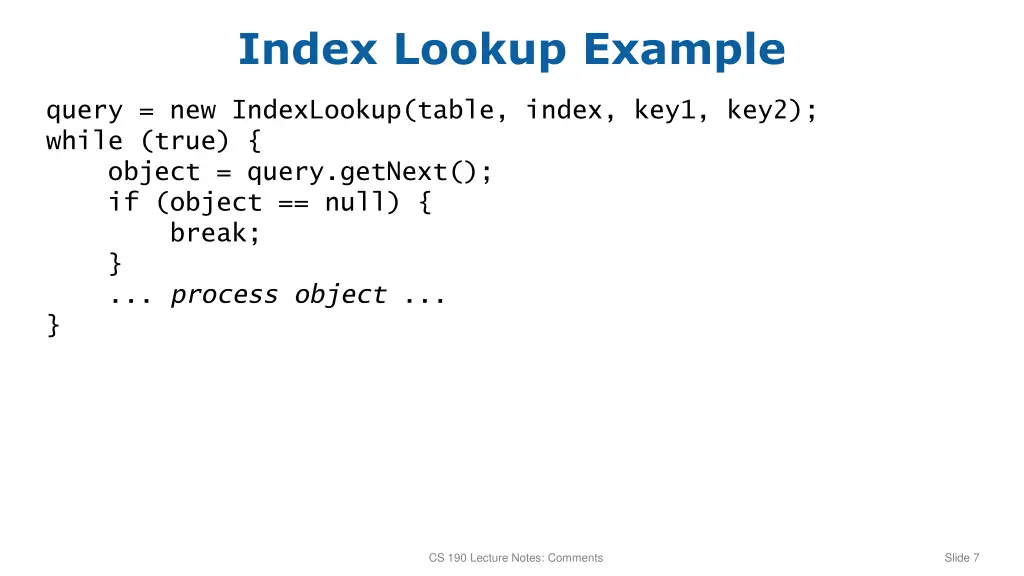 index lookup example