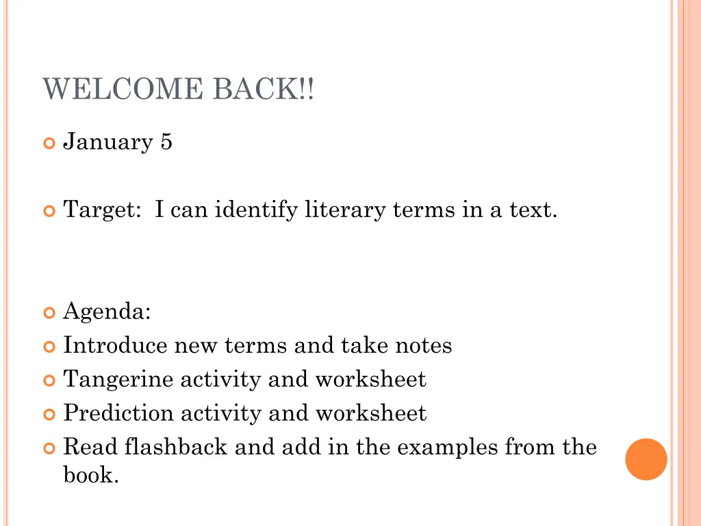 welcome back
