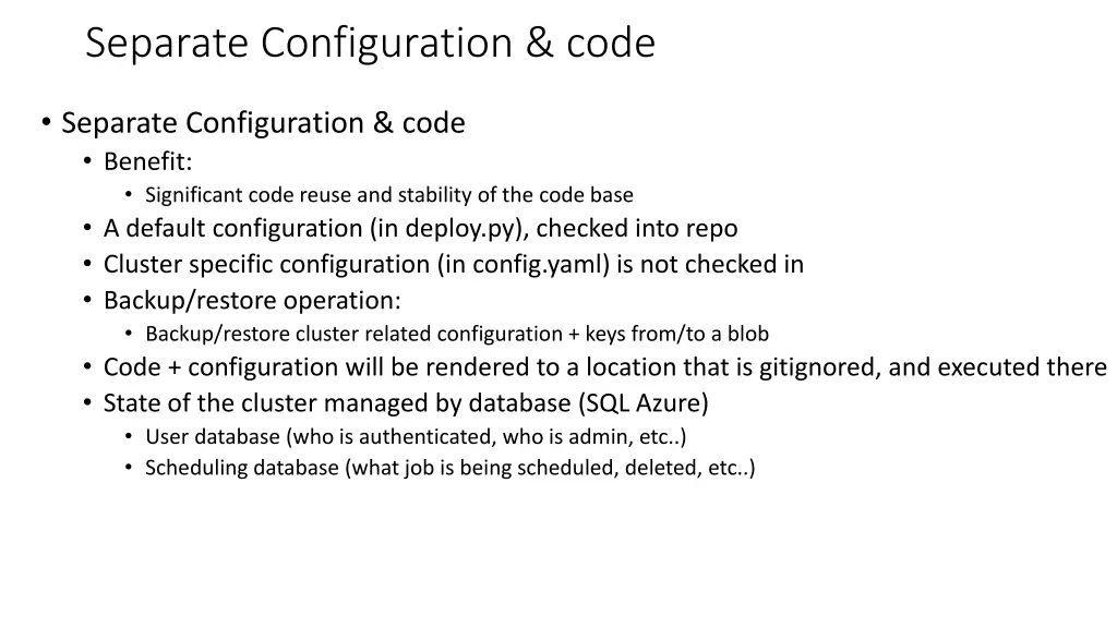 separate configuration code