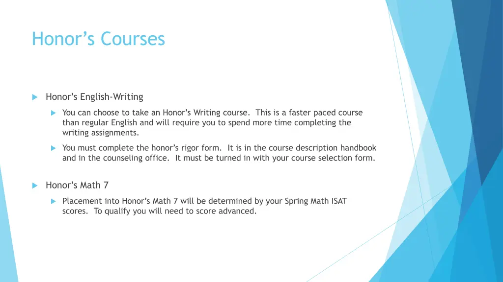 honor s courses