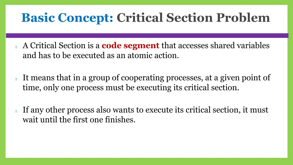 basic concept critical section problem