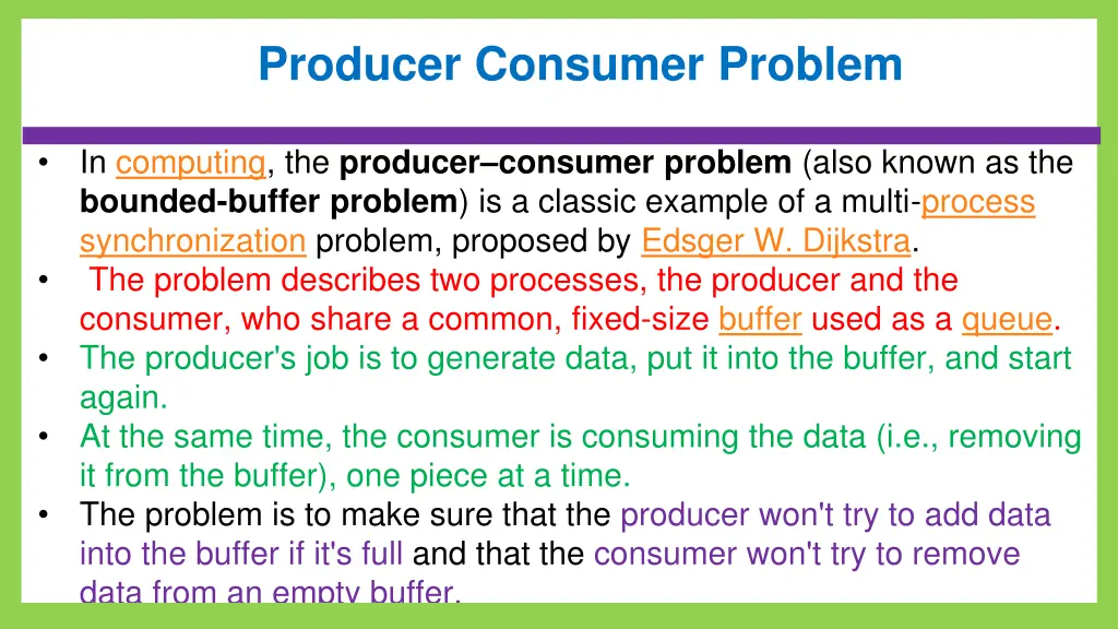 producer consumer problem