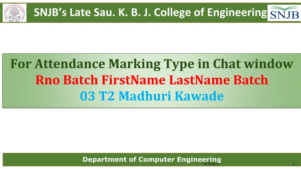snjb s late sau k b j college of engineering 2