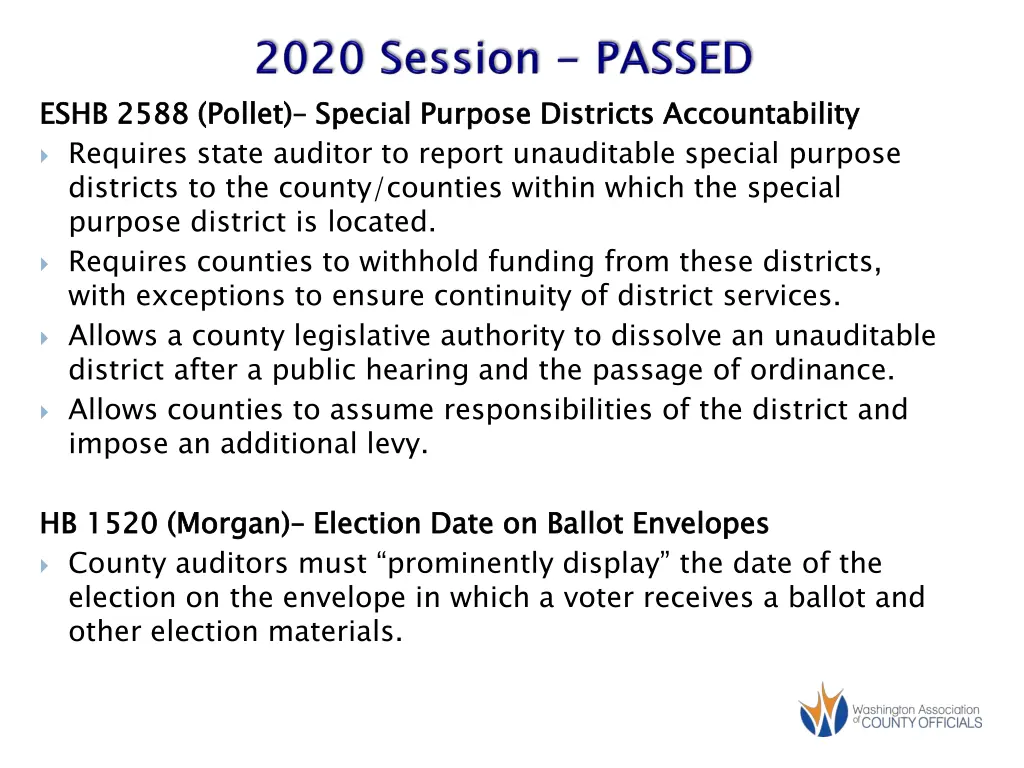 eshb 2588 requires state auditor to report