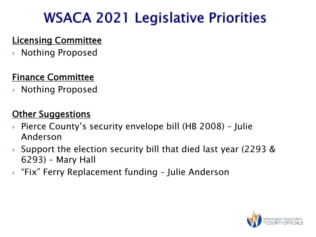 licensing committee nothing proposed