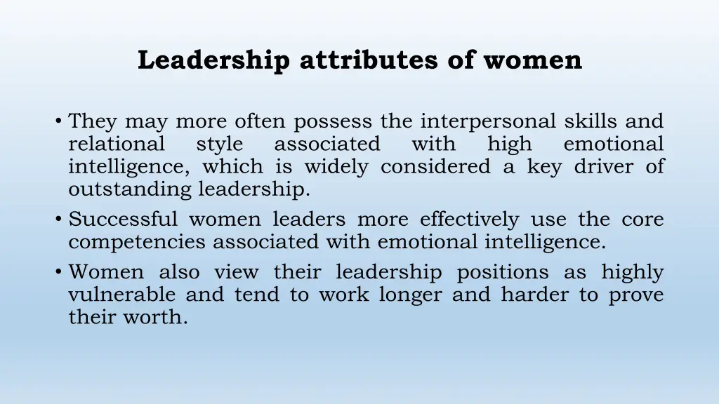 leadership attributes of women