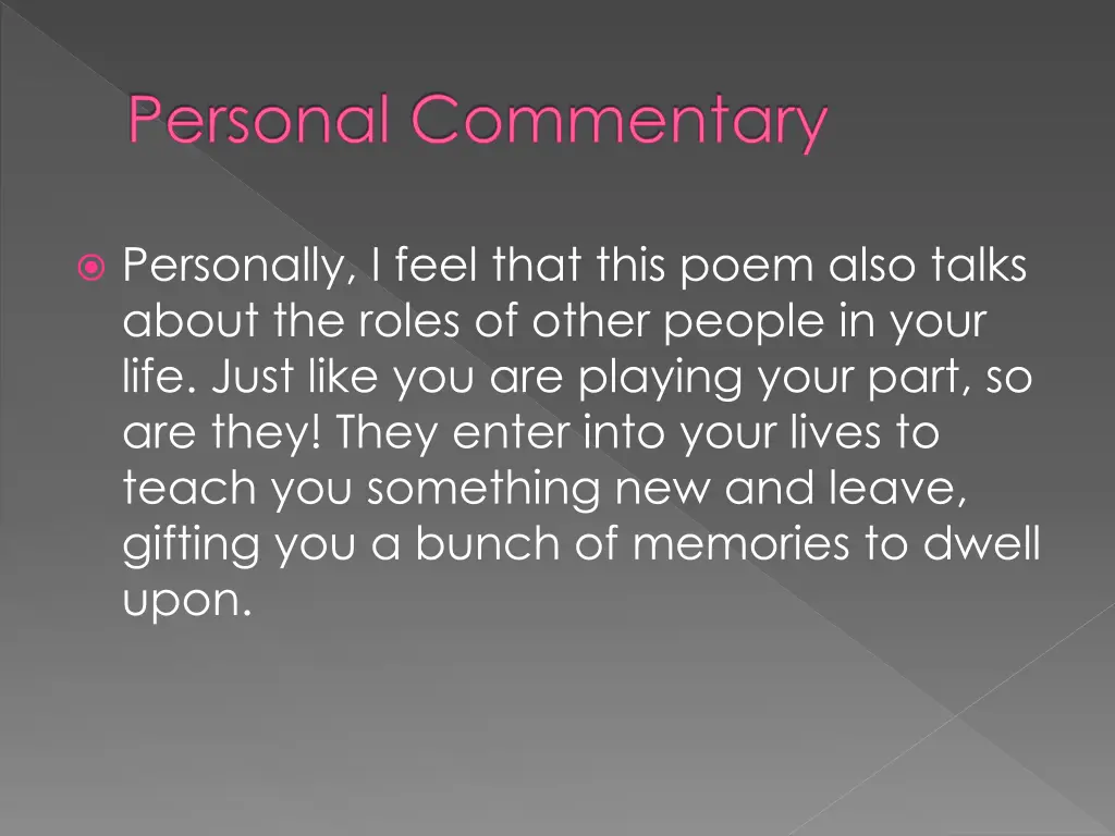 personal commentary