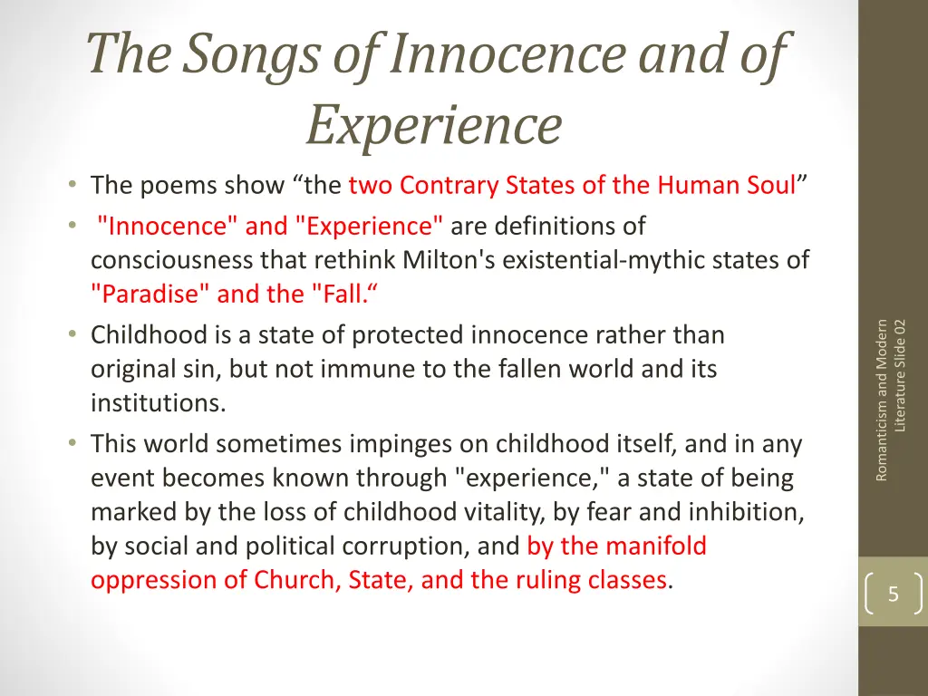 the songs of innocence and of experience