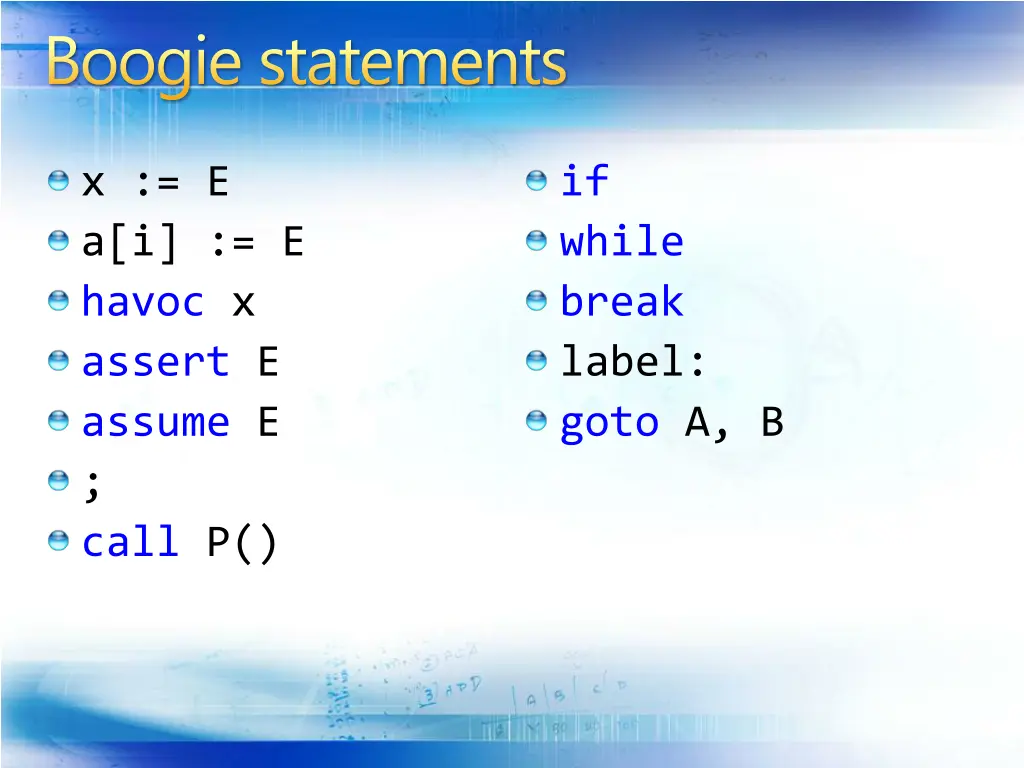 boogie statements