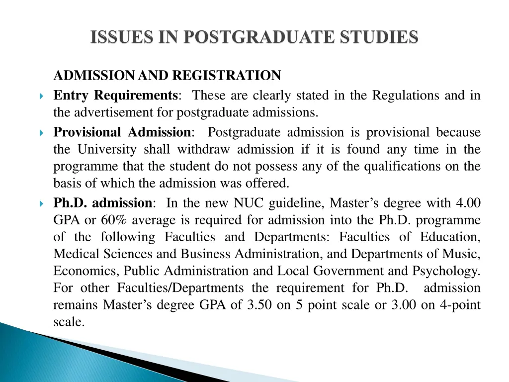 admission and registration entry requirements