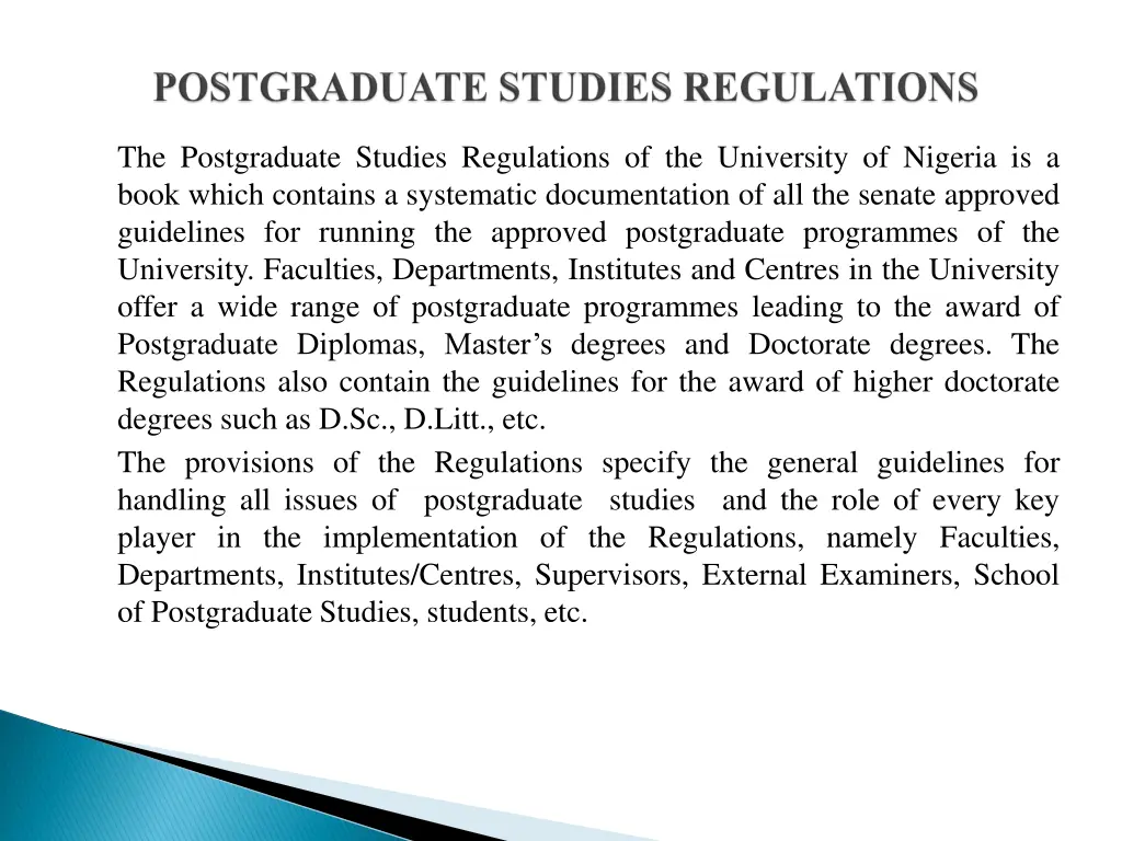 the postgraduate studies regulations