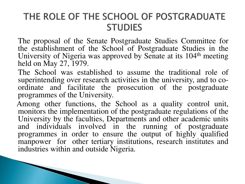 the proposal of the senate postgraduate studies