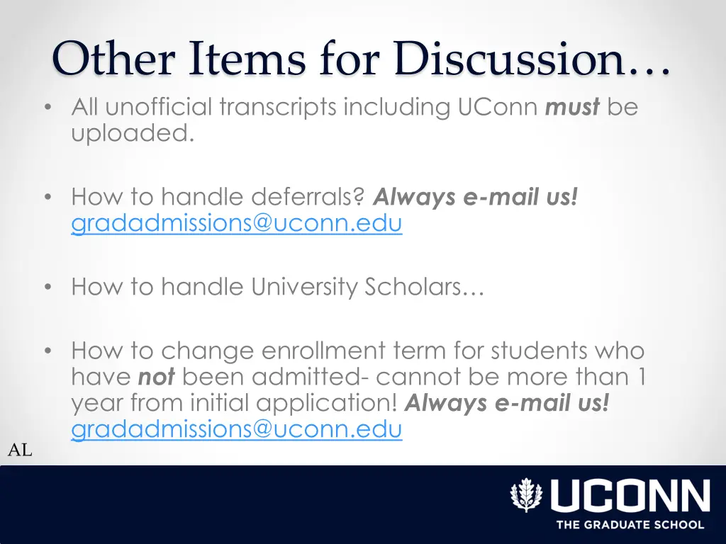 other items for discussion all unofficial