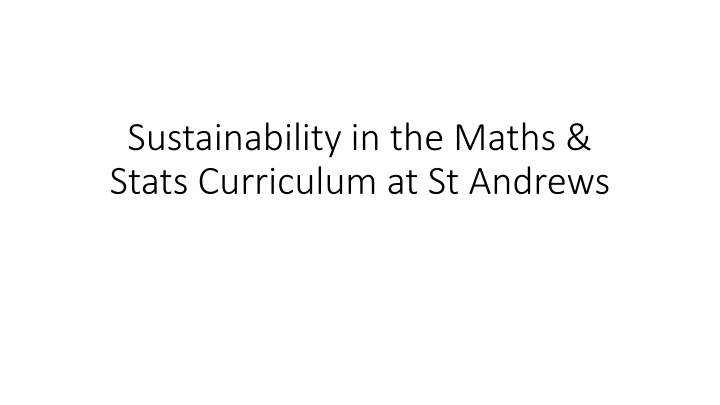 sustainability in the maths stats curriculum