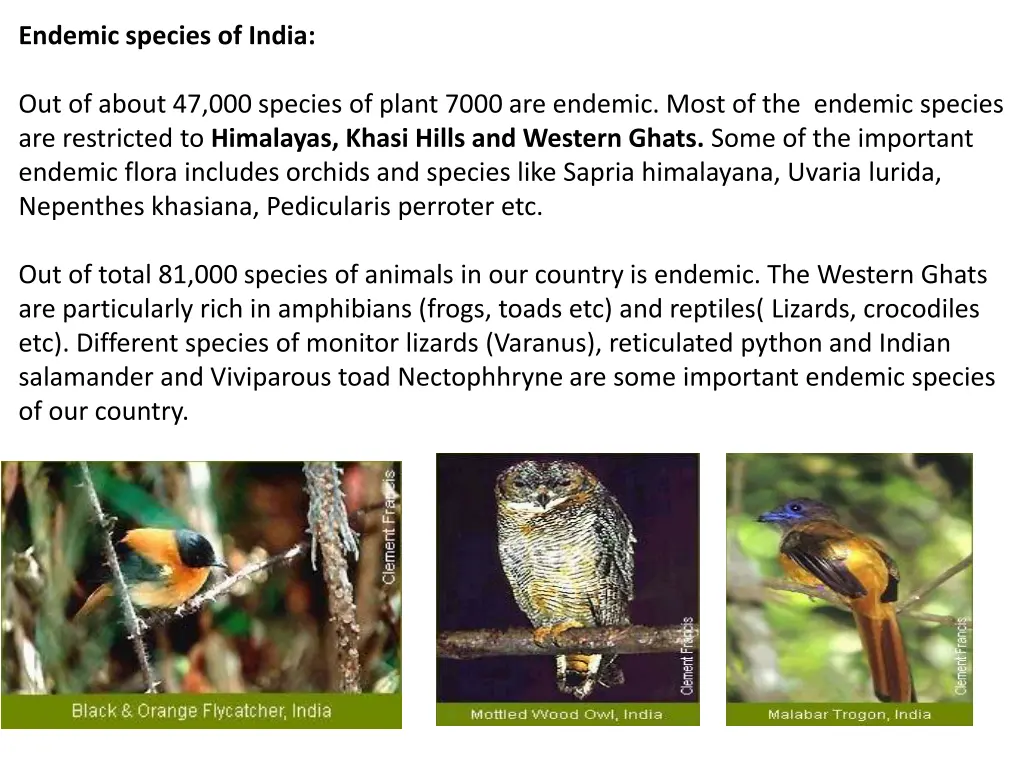 endemic species of india
