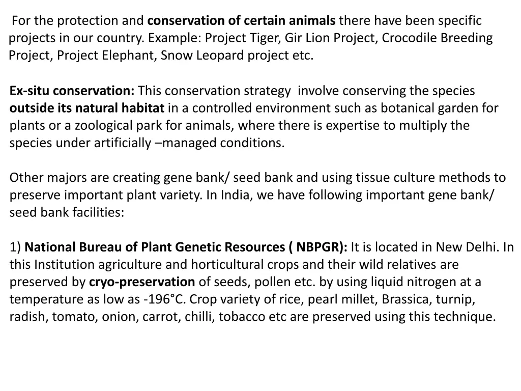 for the protection and conservation of certain