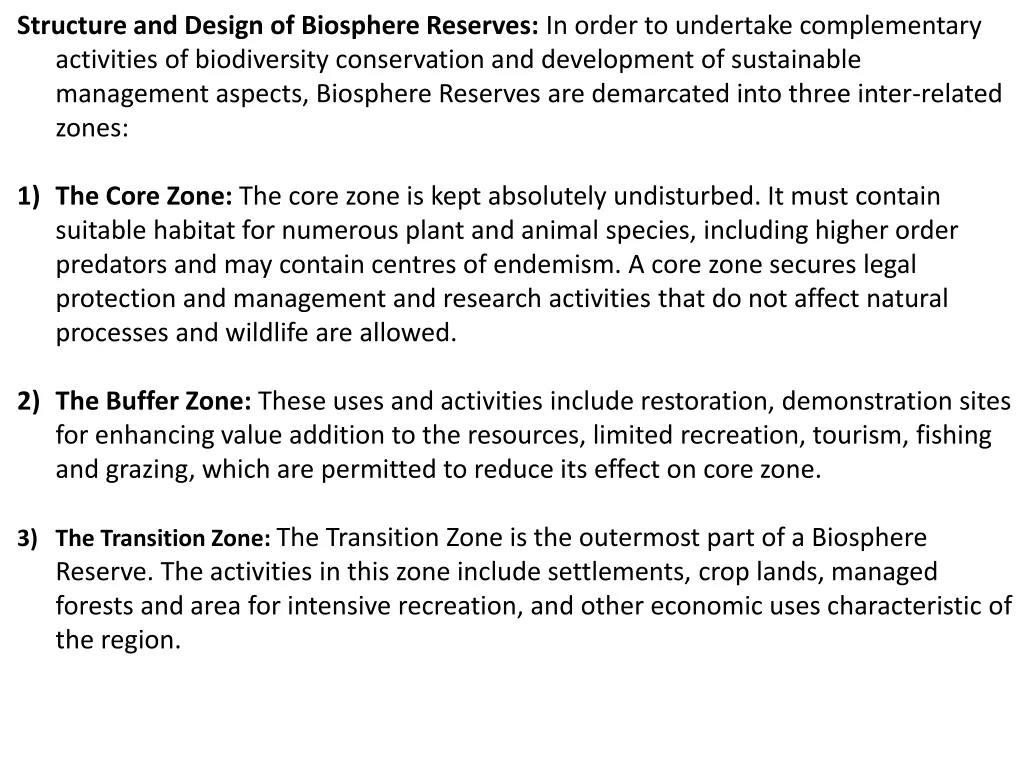 structure and design of biosphere reserves