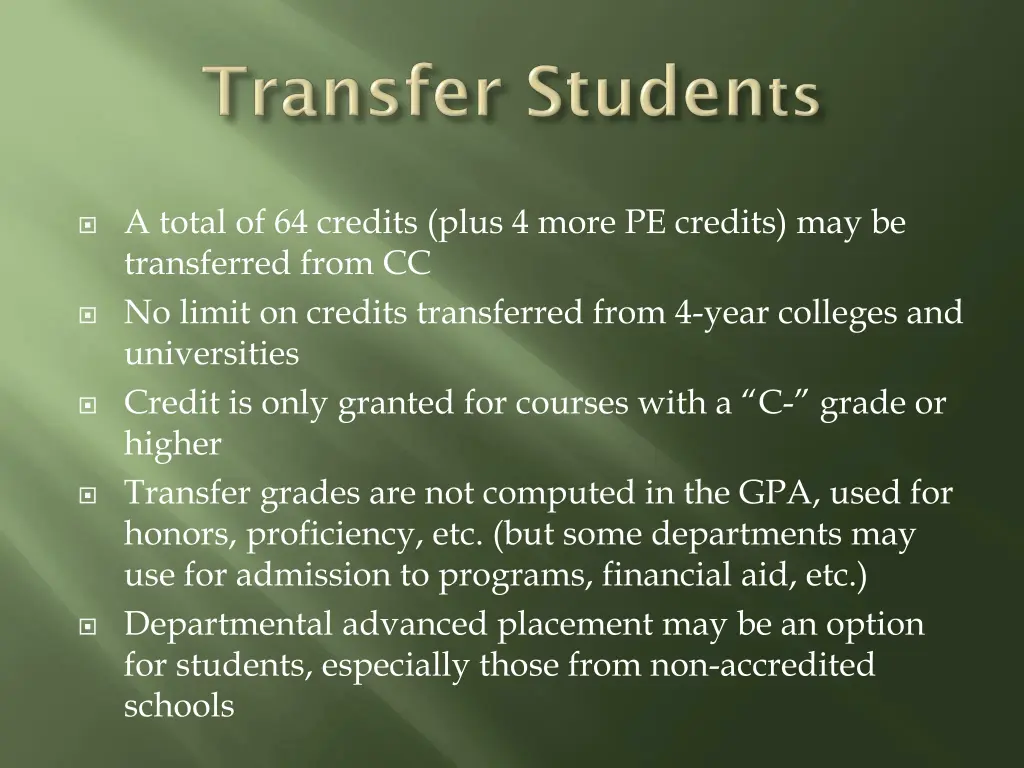 a total of 64 credits plus 4 more pe credits