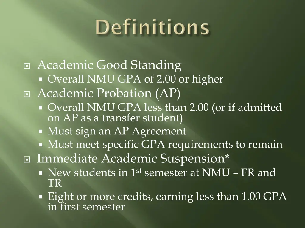 academic good standing overall