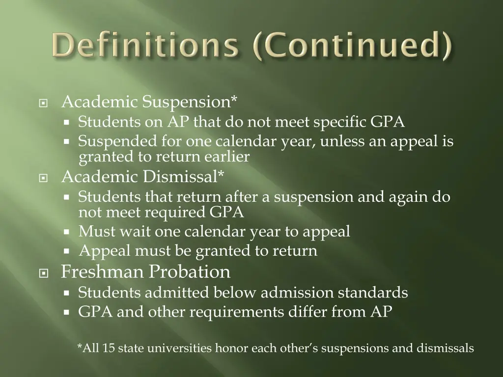 academic suspension students on ap that