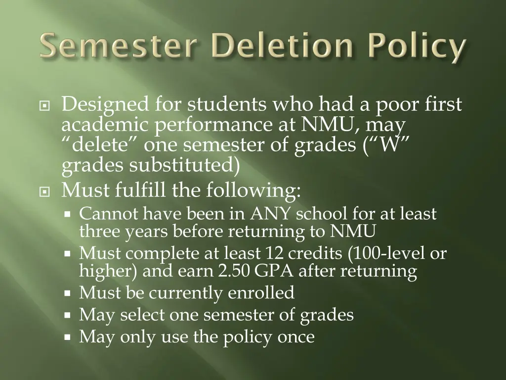 designed for students who had a poor first