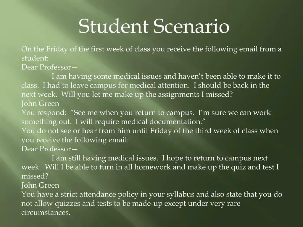 student scenario 2