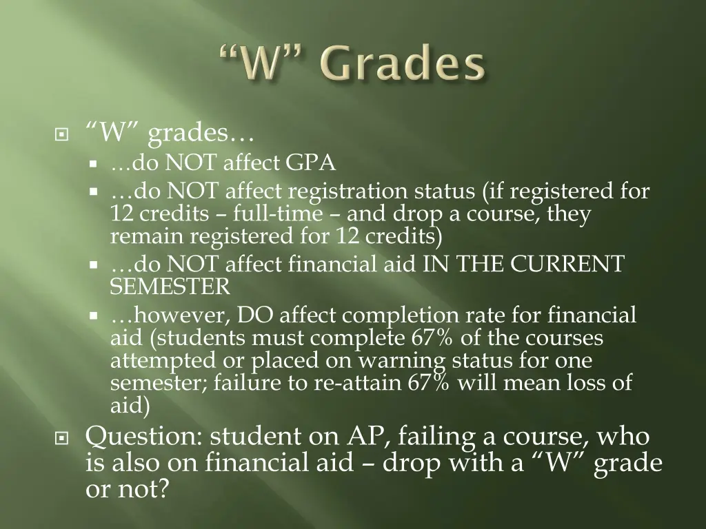 w grades do not affect gpa do not affect