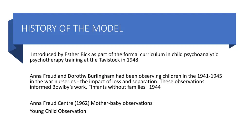 history of the model