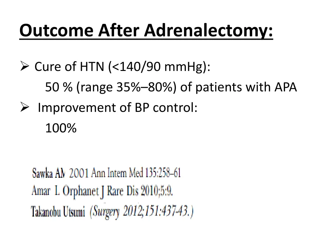 outcome after adrenalectomy
