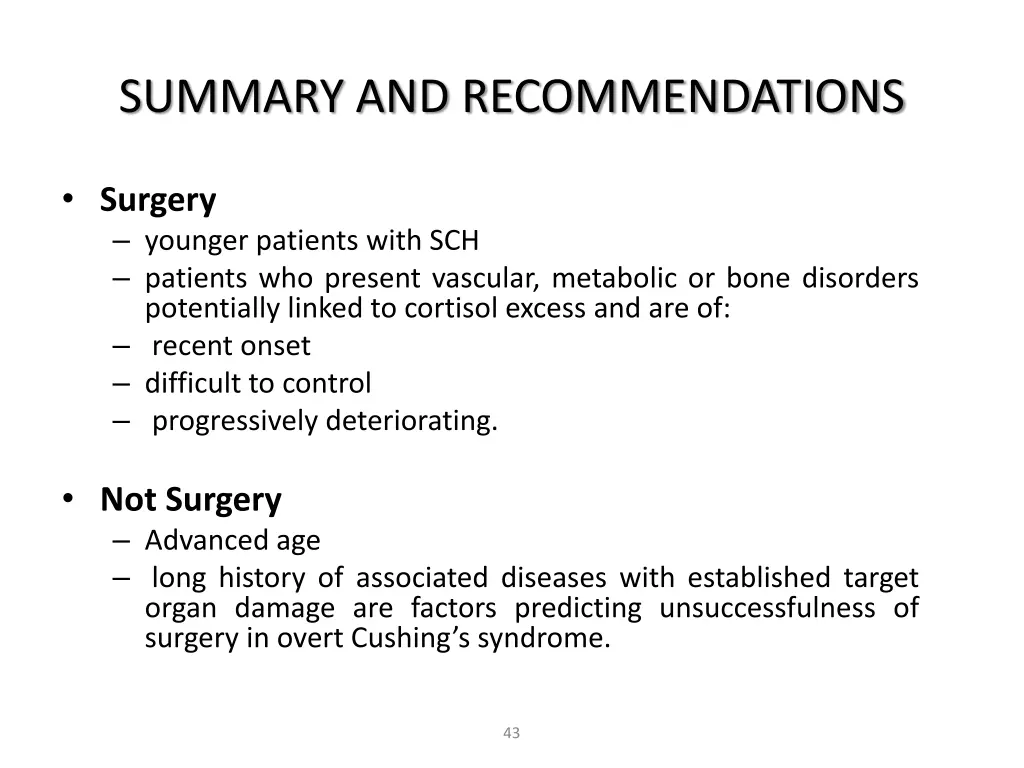 summary and recommendations