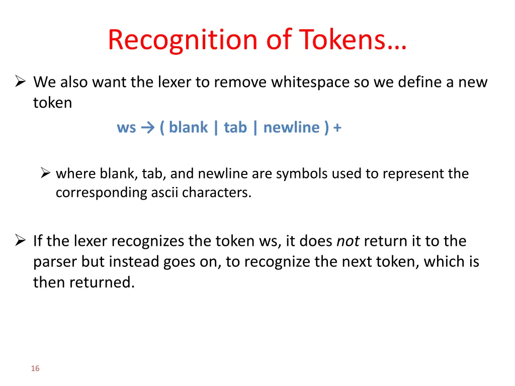 recognition of tokens 2
