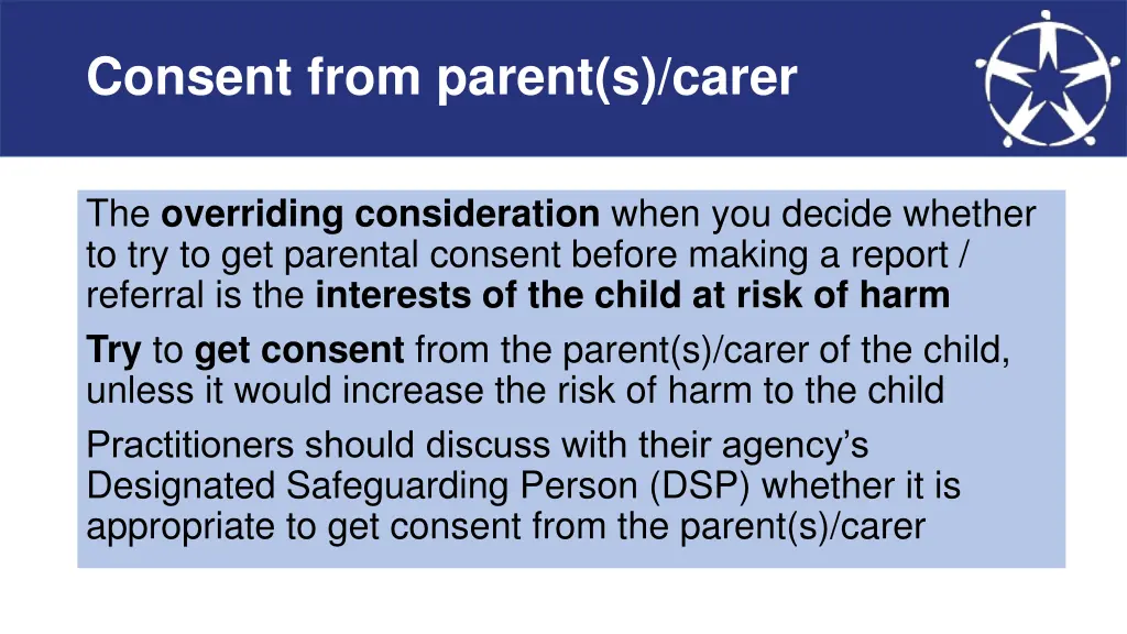 consent from parent s carer