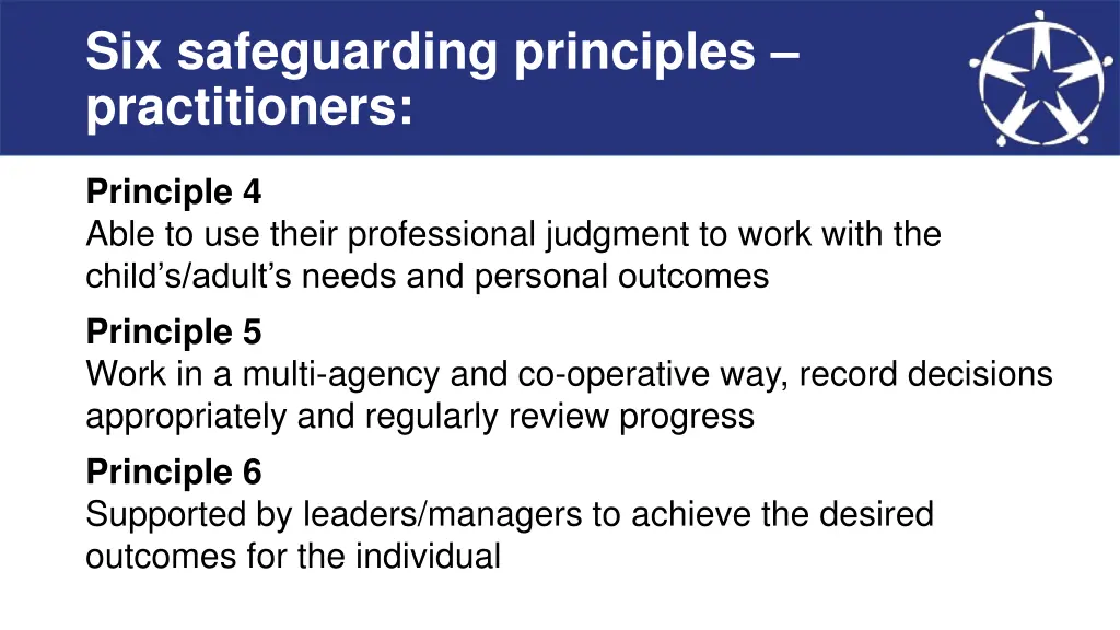 six safeguarding principles practitioners 1