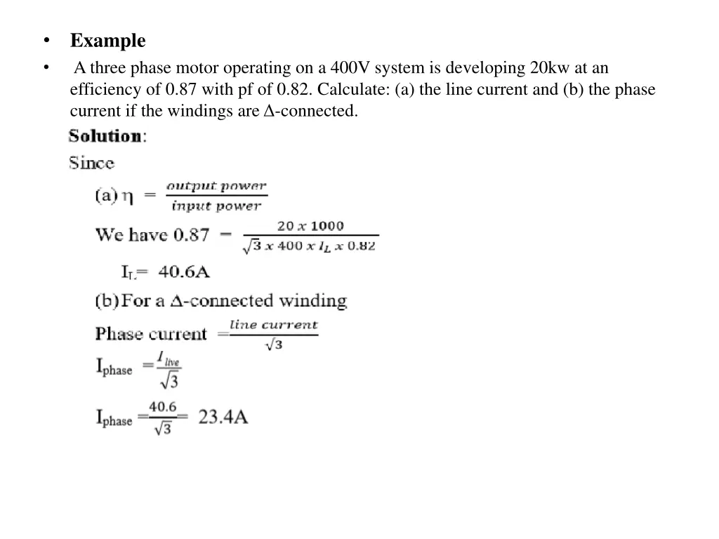 example a three phase motor operating on a 400v