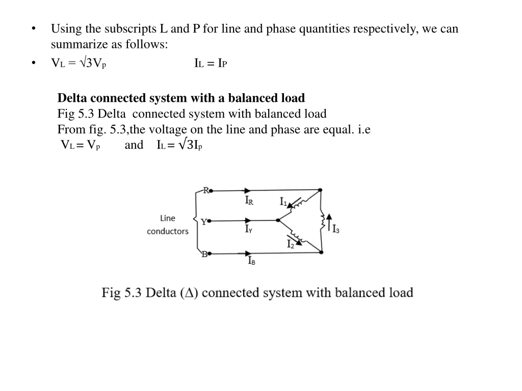 using the subscripts l and p for line and phase