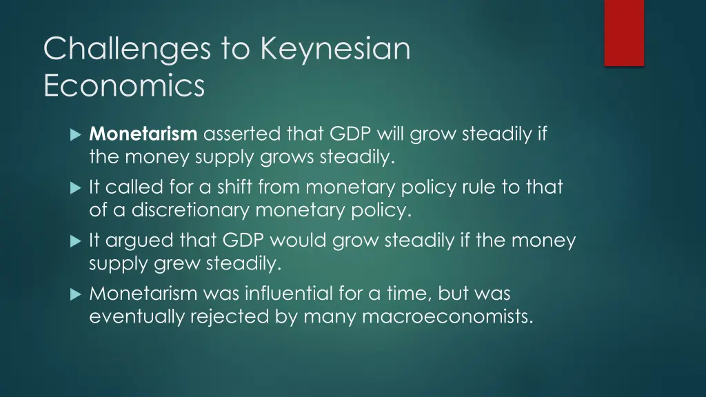 challenges to keynesian economics