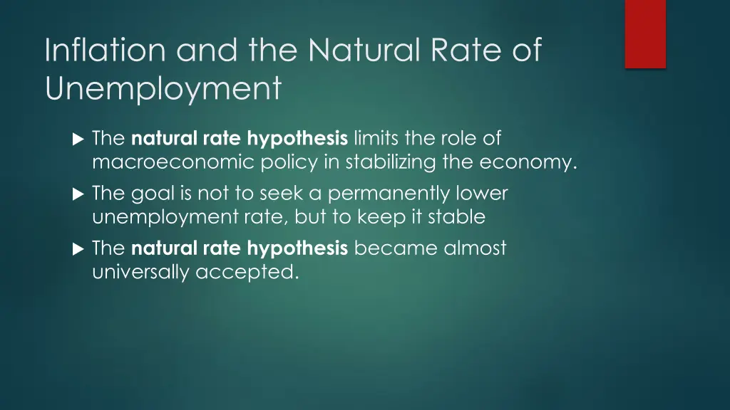 inflation and the natural rate of unemployment 1