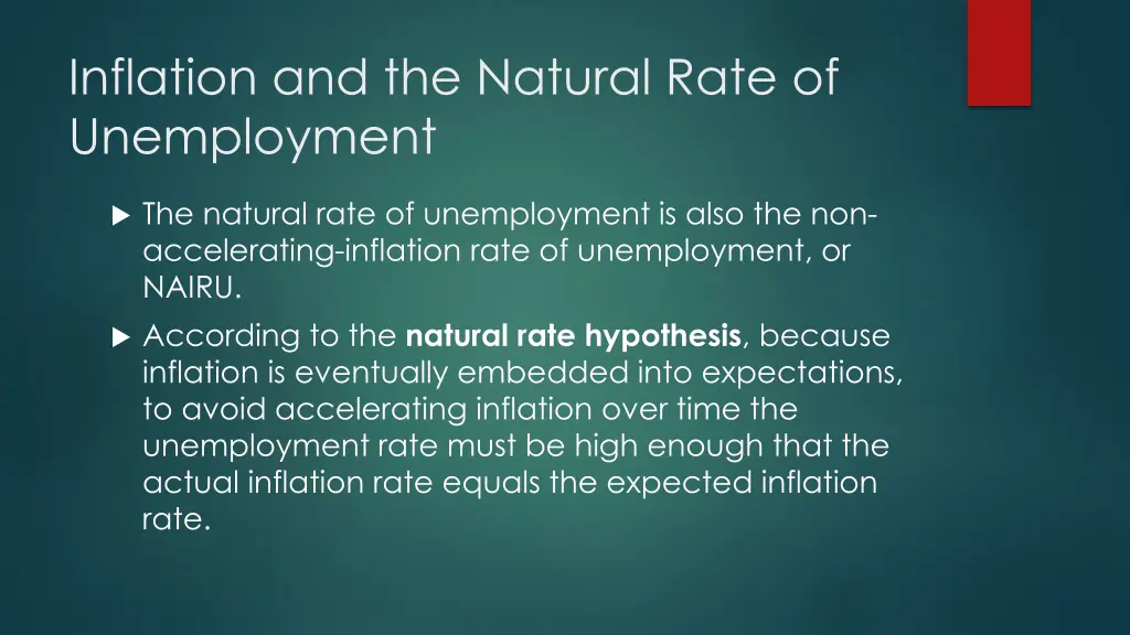 inflation and the natural rate of unemployment