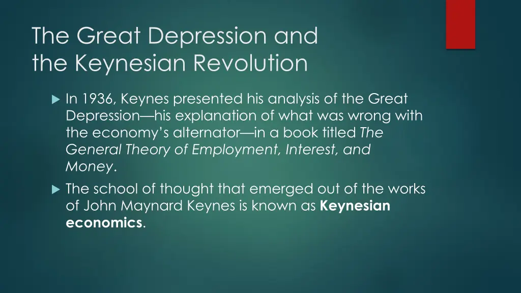 the great depression and the keynesian revolution