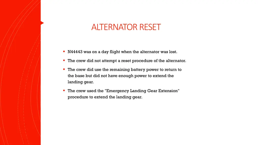 alternator reset
