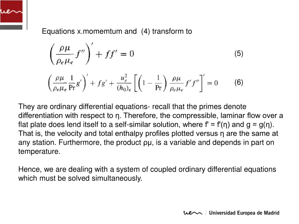 equations x momemtum and 4 transform to