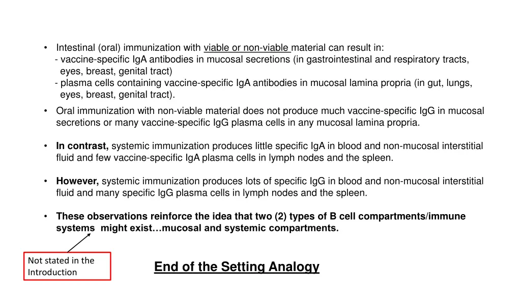 intestinal oral immunization with viable
